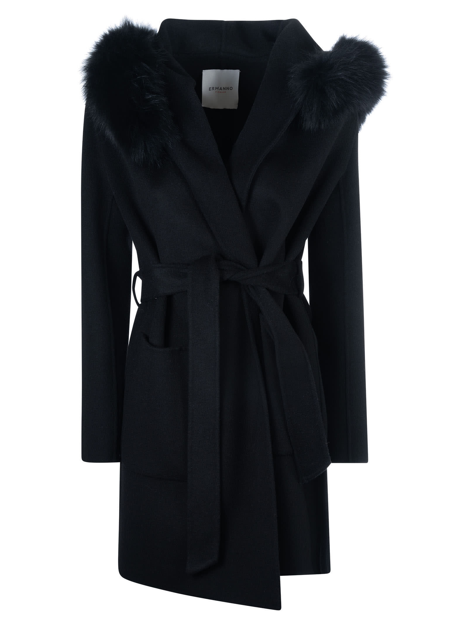 Fur Detailed Belted Coat