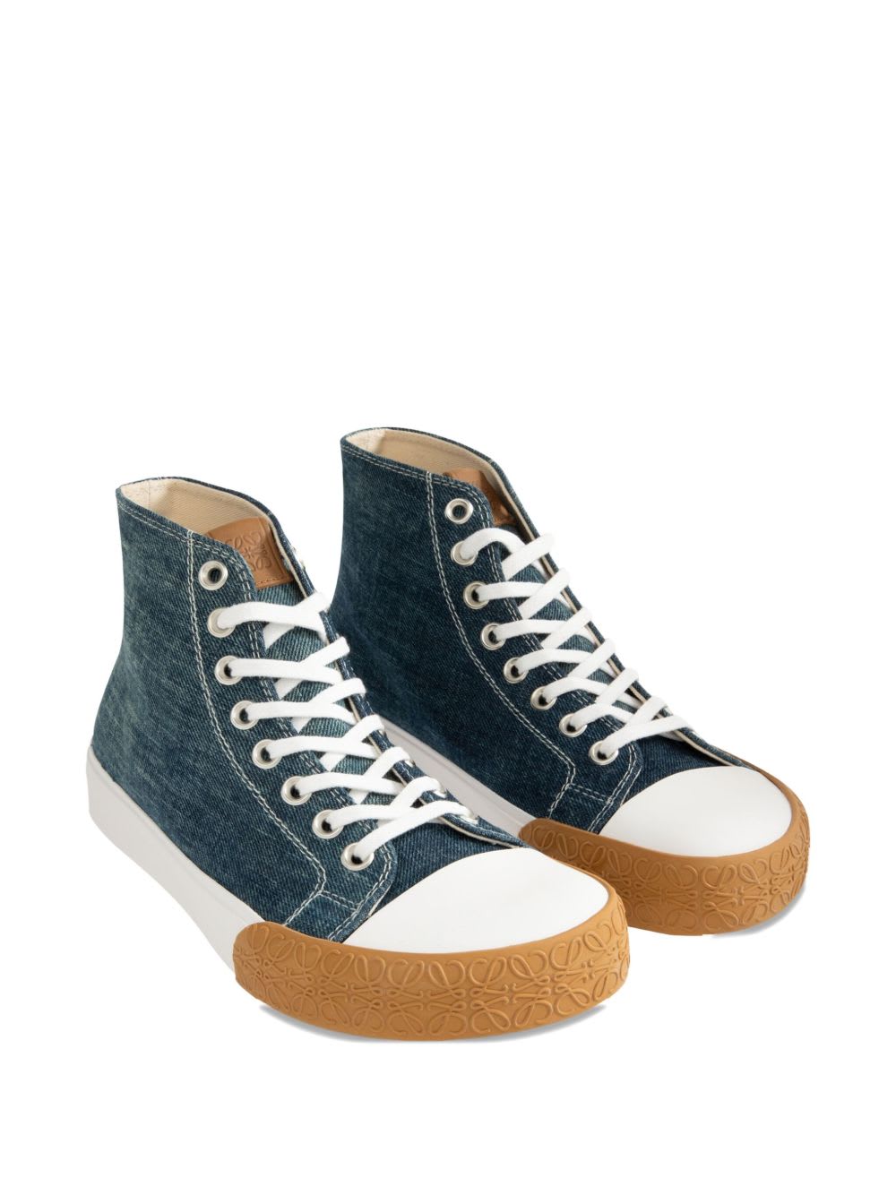 Loewe Bloc Denim Sneakers In Blue
