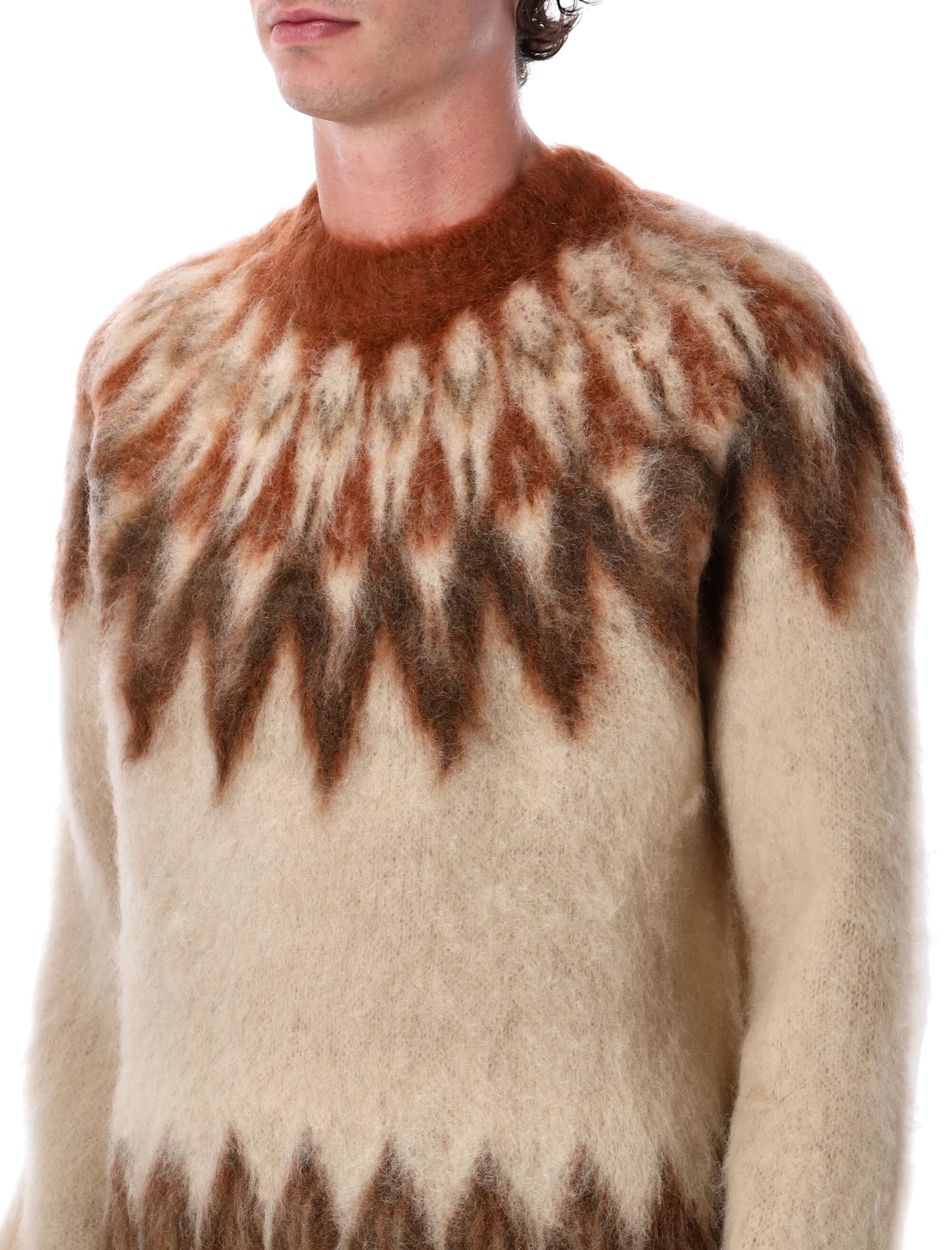 Isabel Marant Marant Nicolas Mohair Blend Sweater With Fair Isle Pattern In Brown