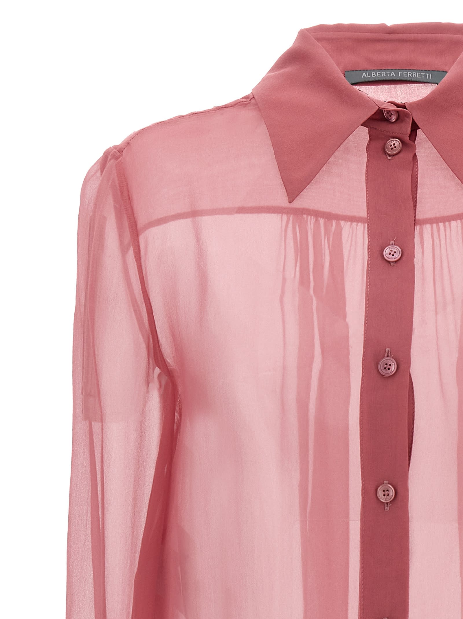Shop Alberta Ferretti Sheer Silk Shirt In Pink
