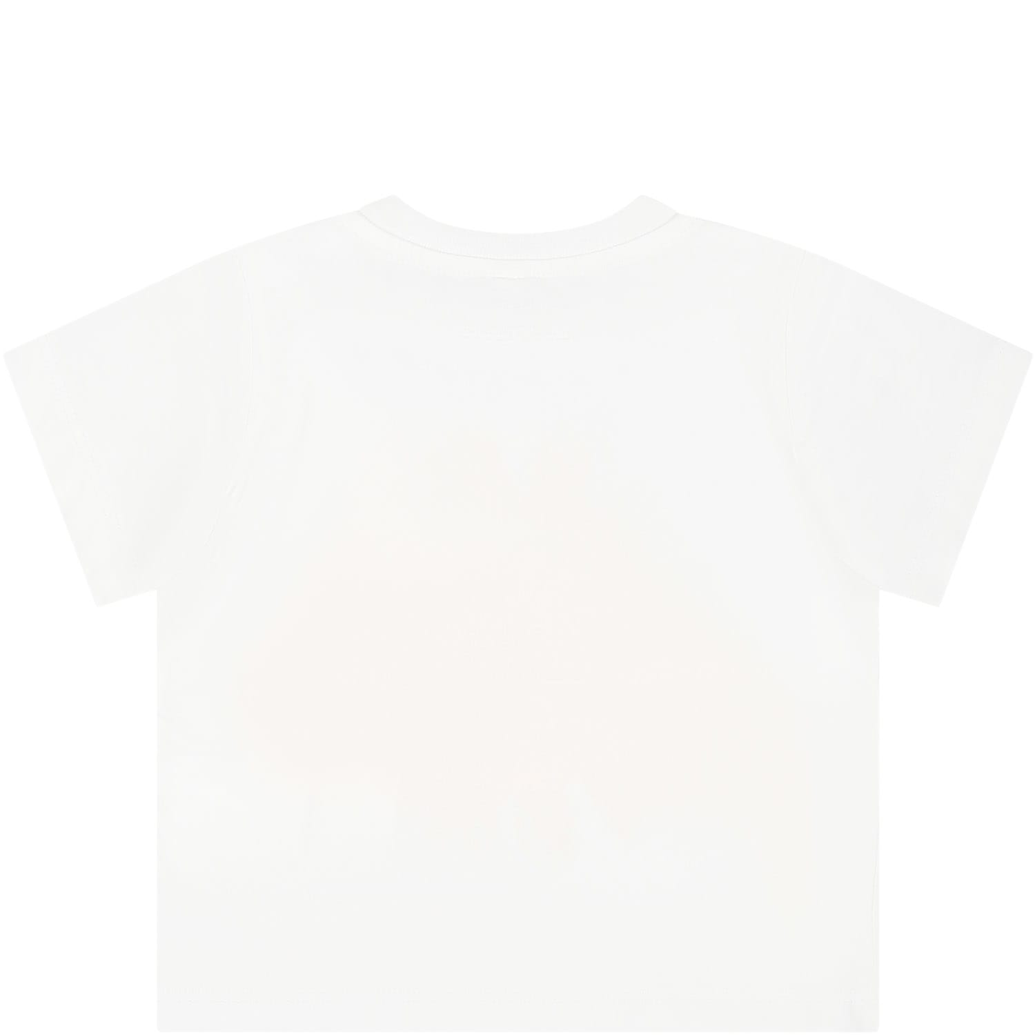 Shop Stella Mccartney White T-shirt For Baby Girl With Sun In Ivory