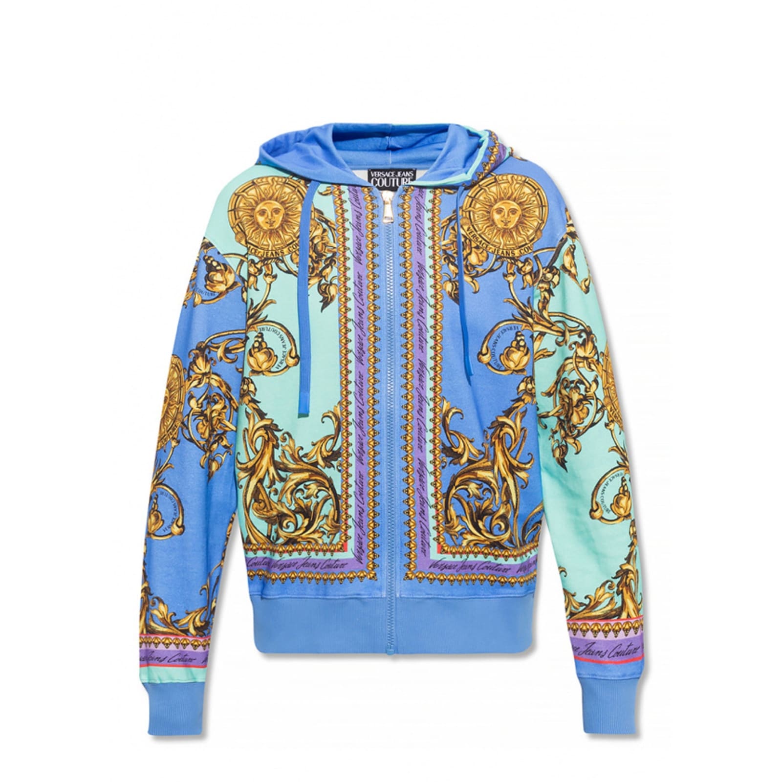 Shop Versace Jeans Couture Jeans Couture Printed Sweatshirt In Blue
