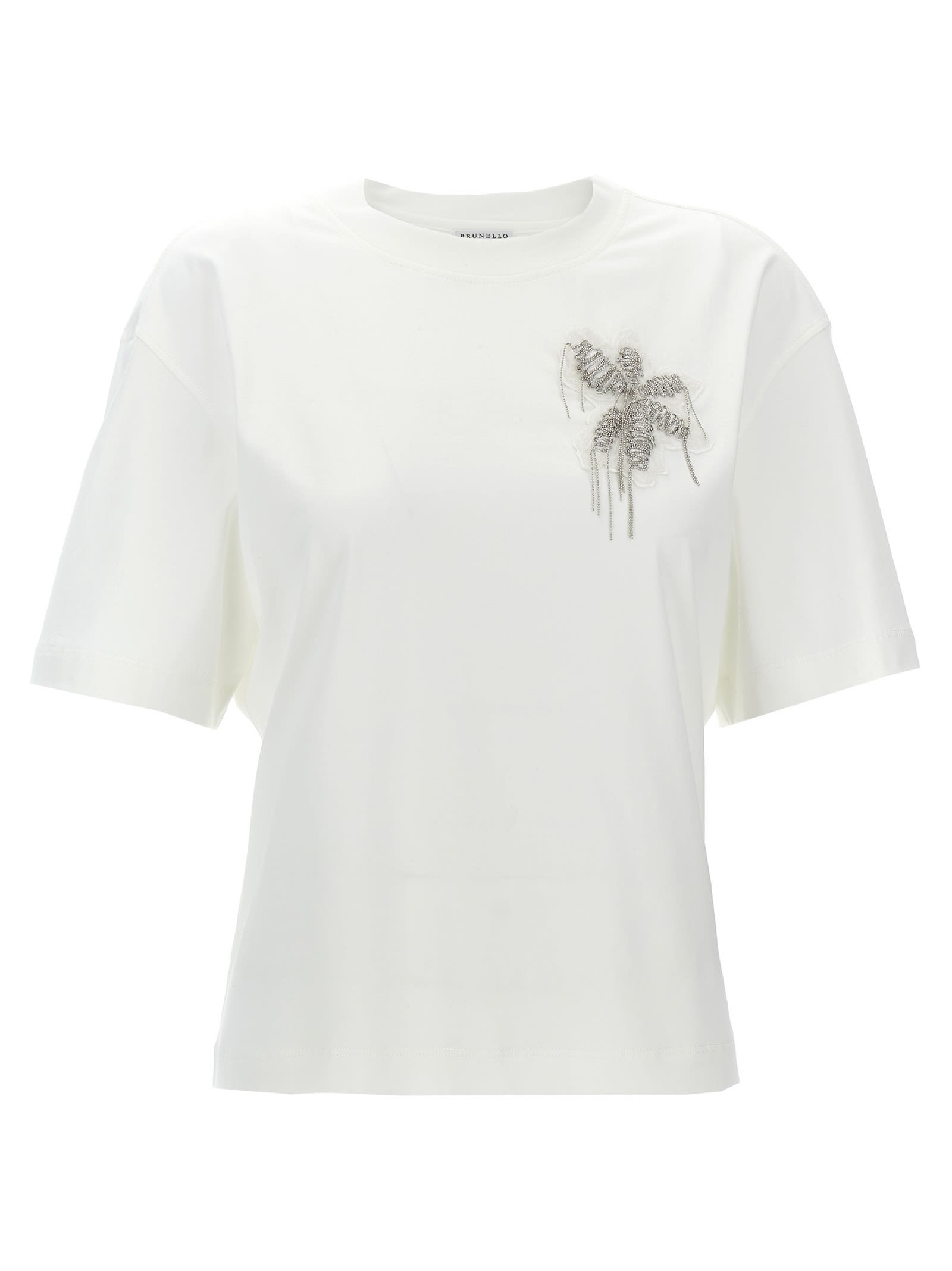 Shop Brunello Cucinelli Monile Flower T-shirt In White