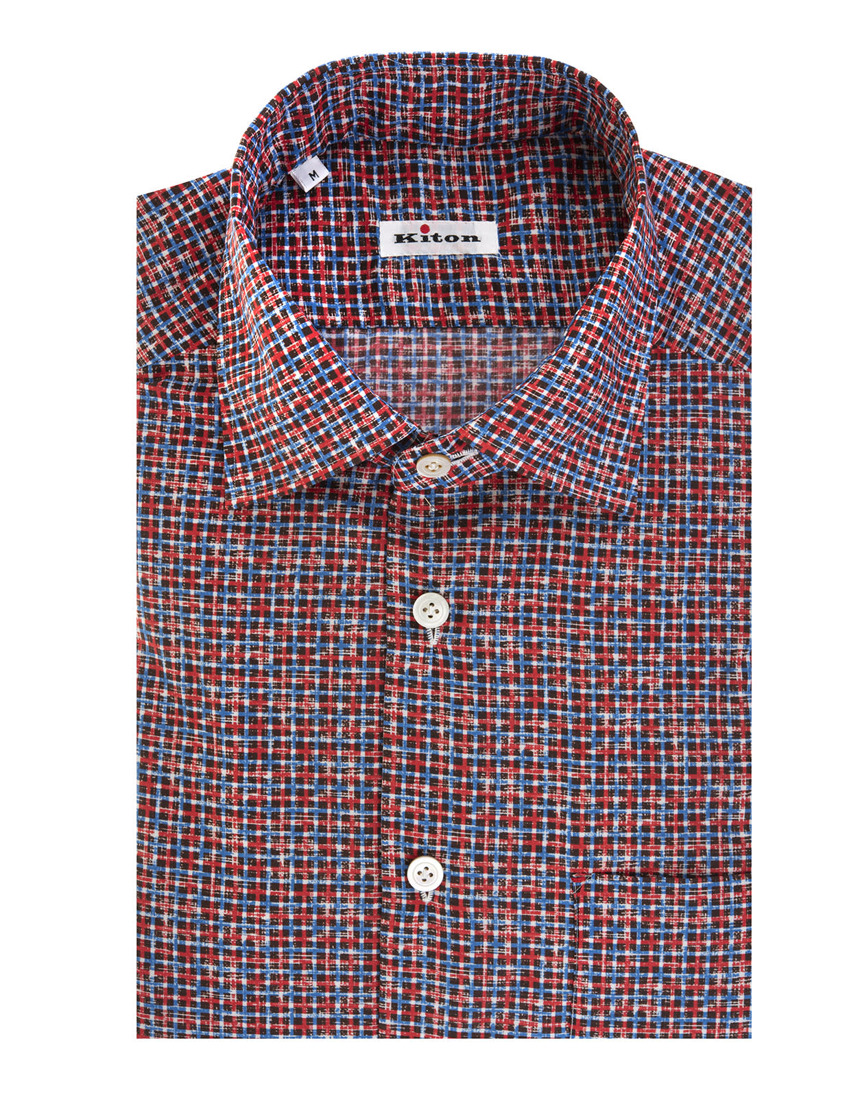 Kiton Red/white/blue Cotton Check-print Cotton Shirt