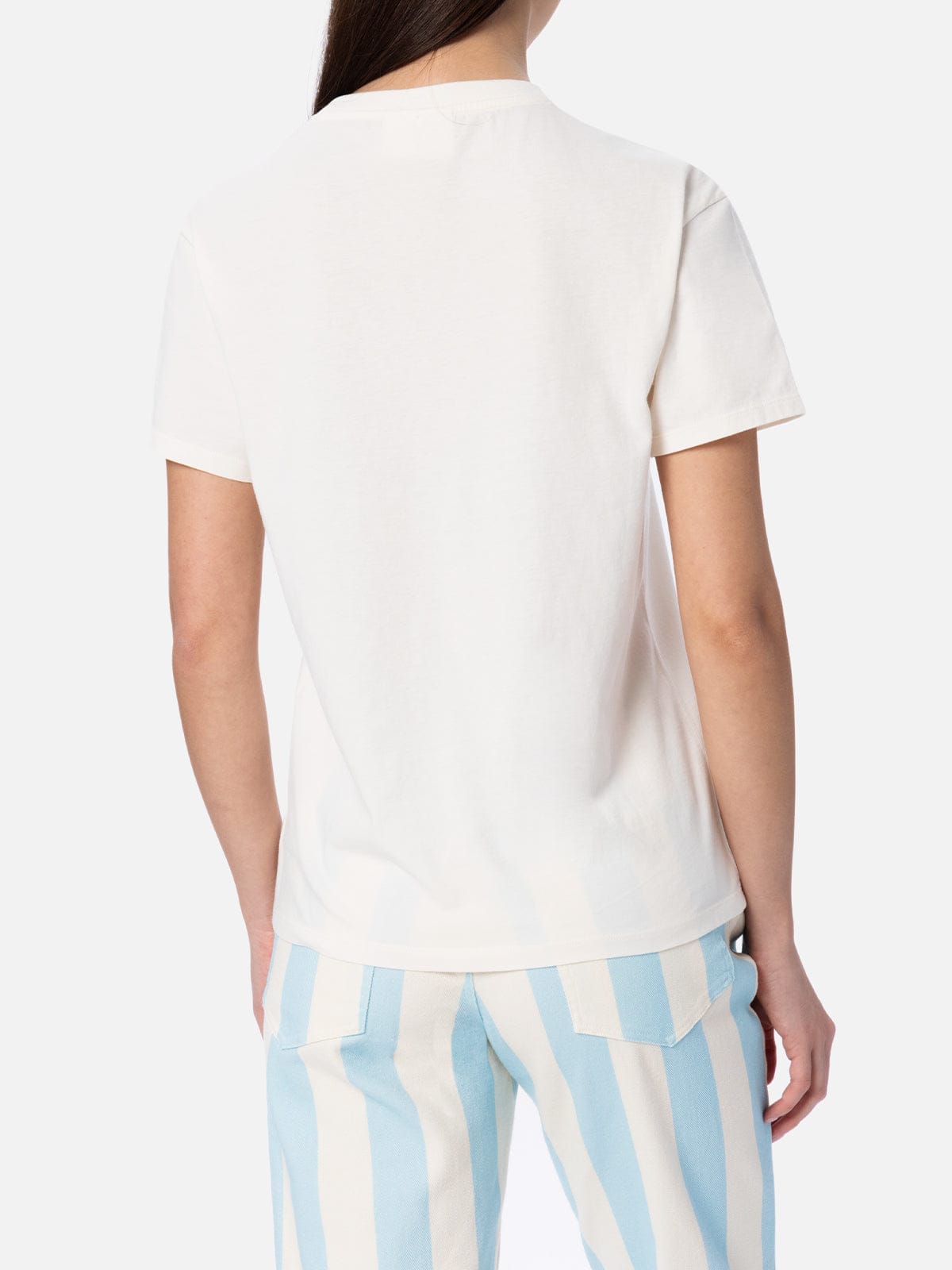 Mc2 Saint Barth Woman Off-white Cotton Jersey Crewneck T-shirt Emilie In White