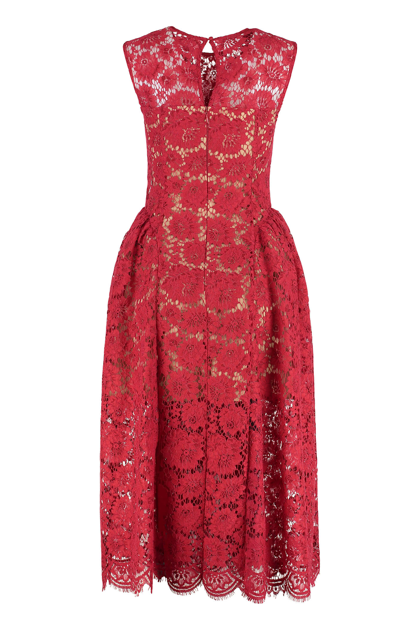 Self-portrait Red Fine Lace Pearl Mini Dresses Red