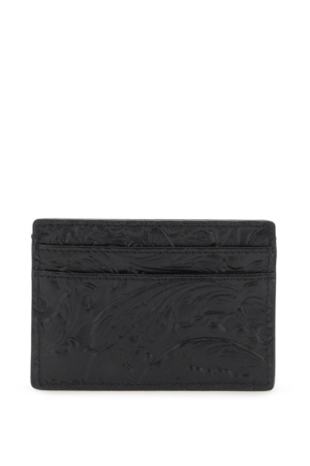 Shop Versace Medusa Biggie Embossed Cardholder In Black Ruthenium (black)
