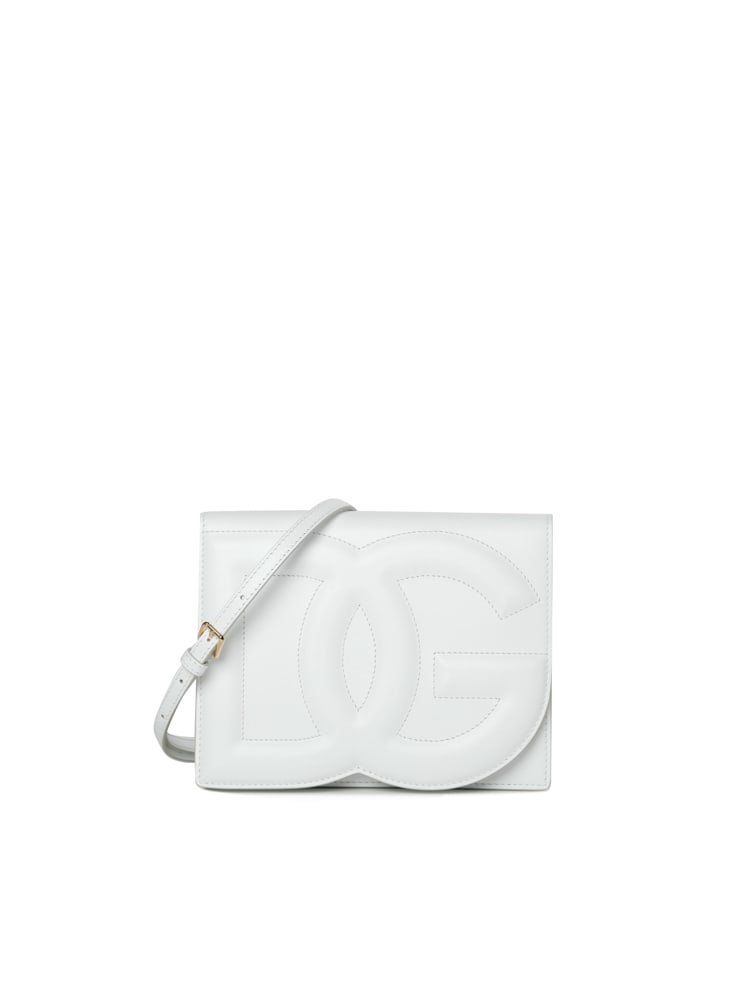 Shop Dolce & Gabbana Logo Bag Shoulder Bag In Calfskin In White