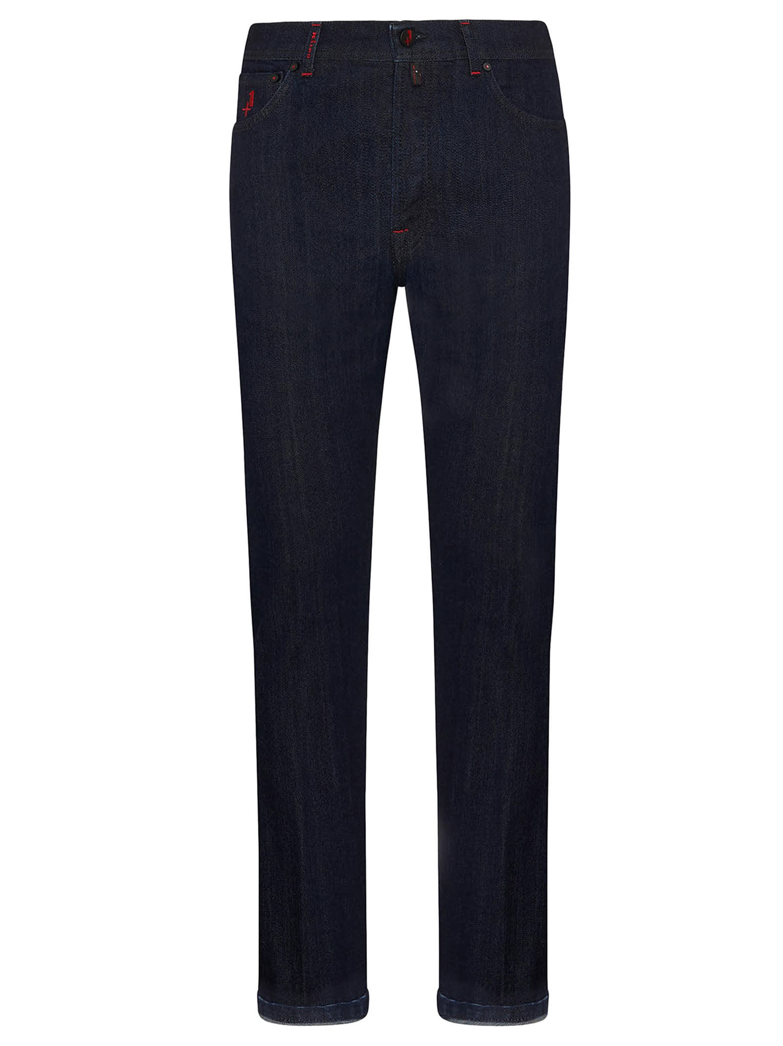 Shop Kiton Trousers Cotton In Navy Blue