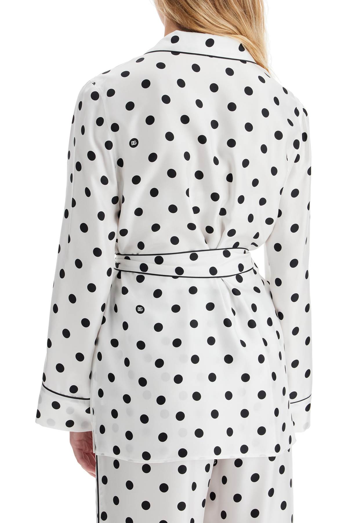 Dolce & Gabbana Polka-dot Long-sleeved Pajama Shirt In Pois Med 1.5 F.bianc (white)