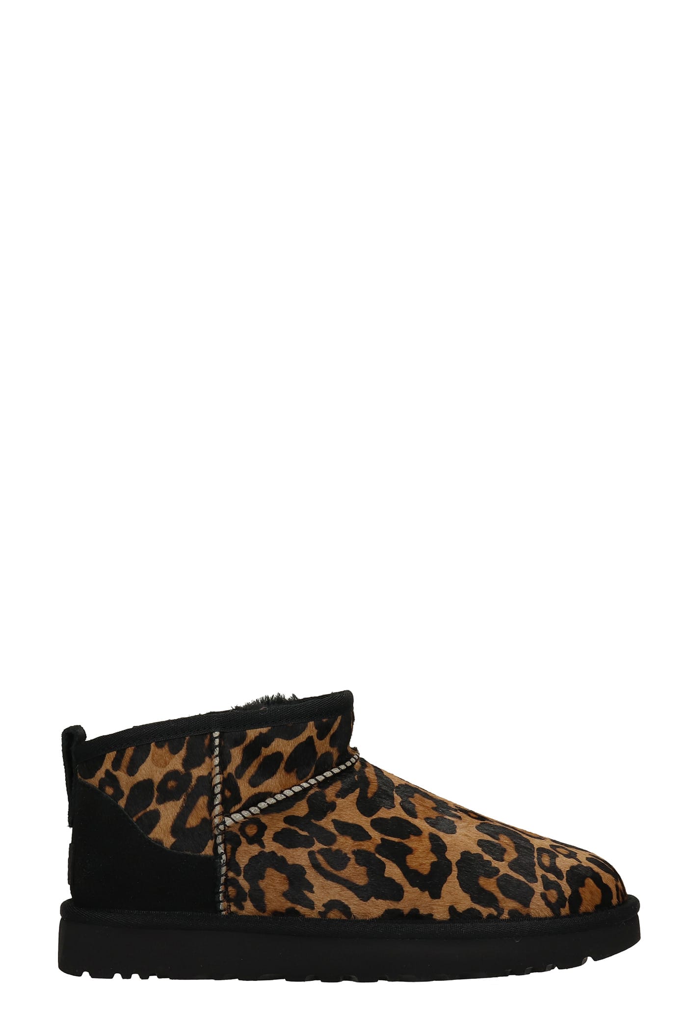 UGG Classic Ultra Low Heels Ankle Boots In Animalier Pony Skin