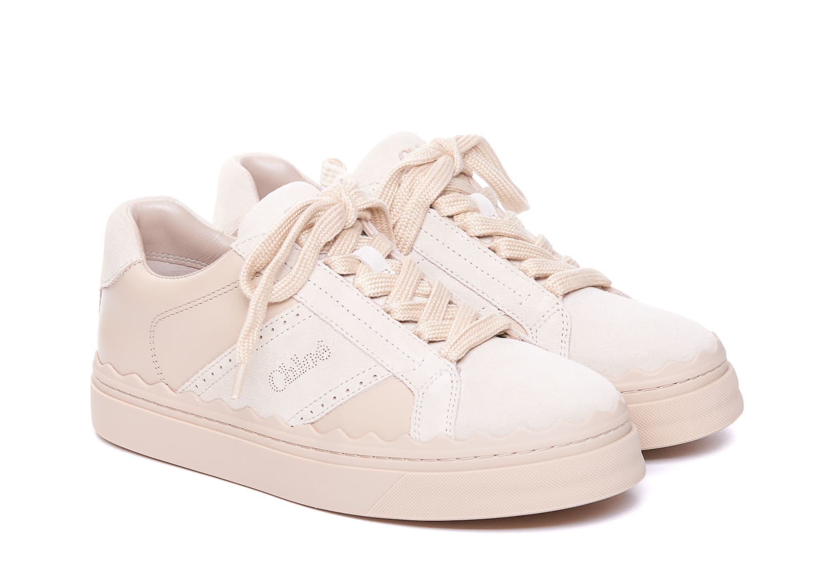 Shop Chloé Lauren Sneakers In Beige