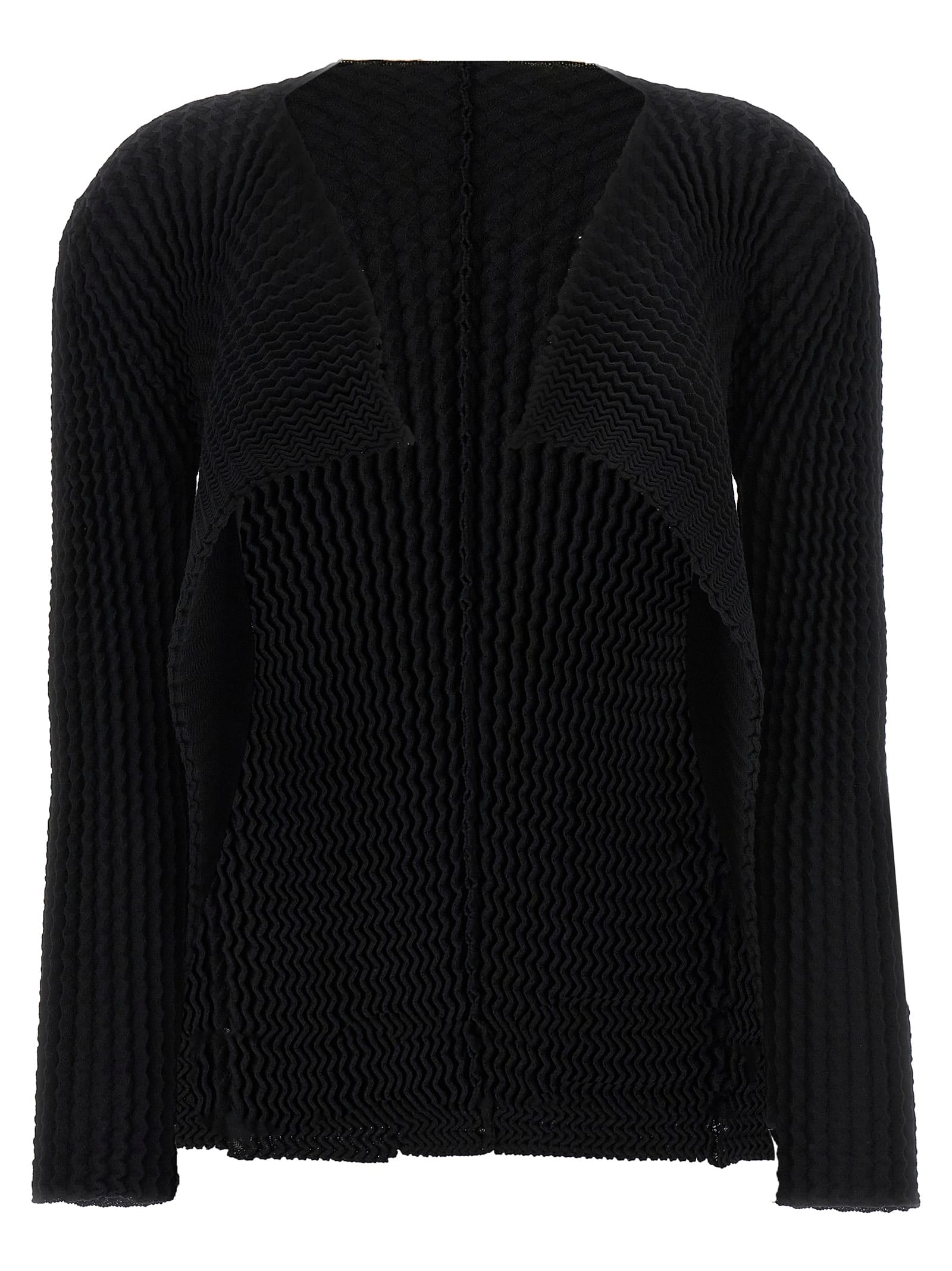 Issey Miyake Ribbed-detailing Open-front Jacket