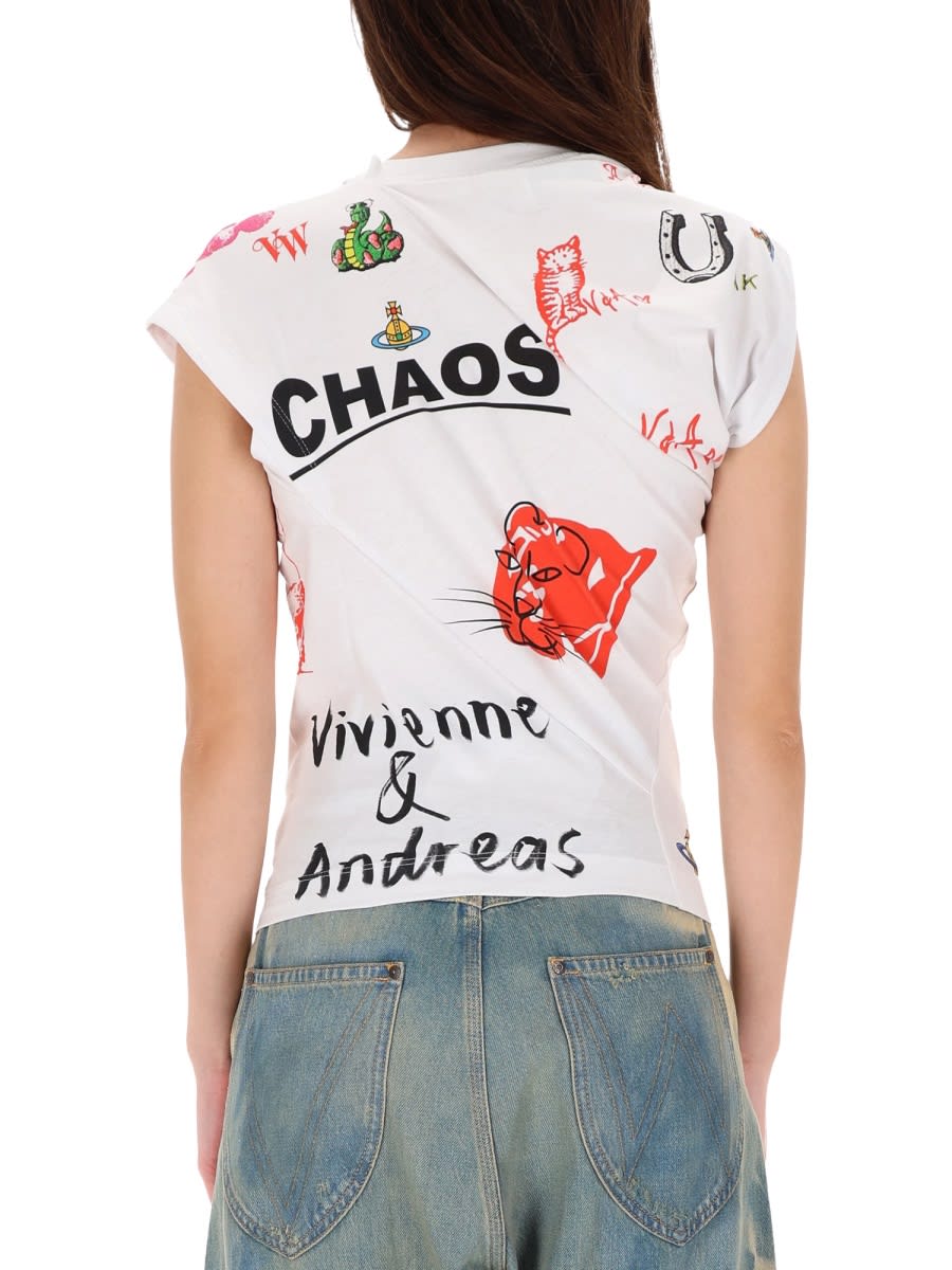 Vivienne Westwood Asymmetric Cap Sleeve Graphic Print Top In Multi