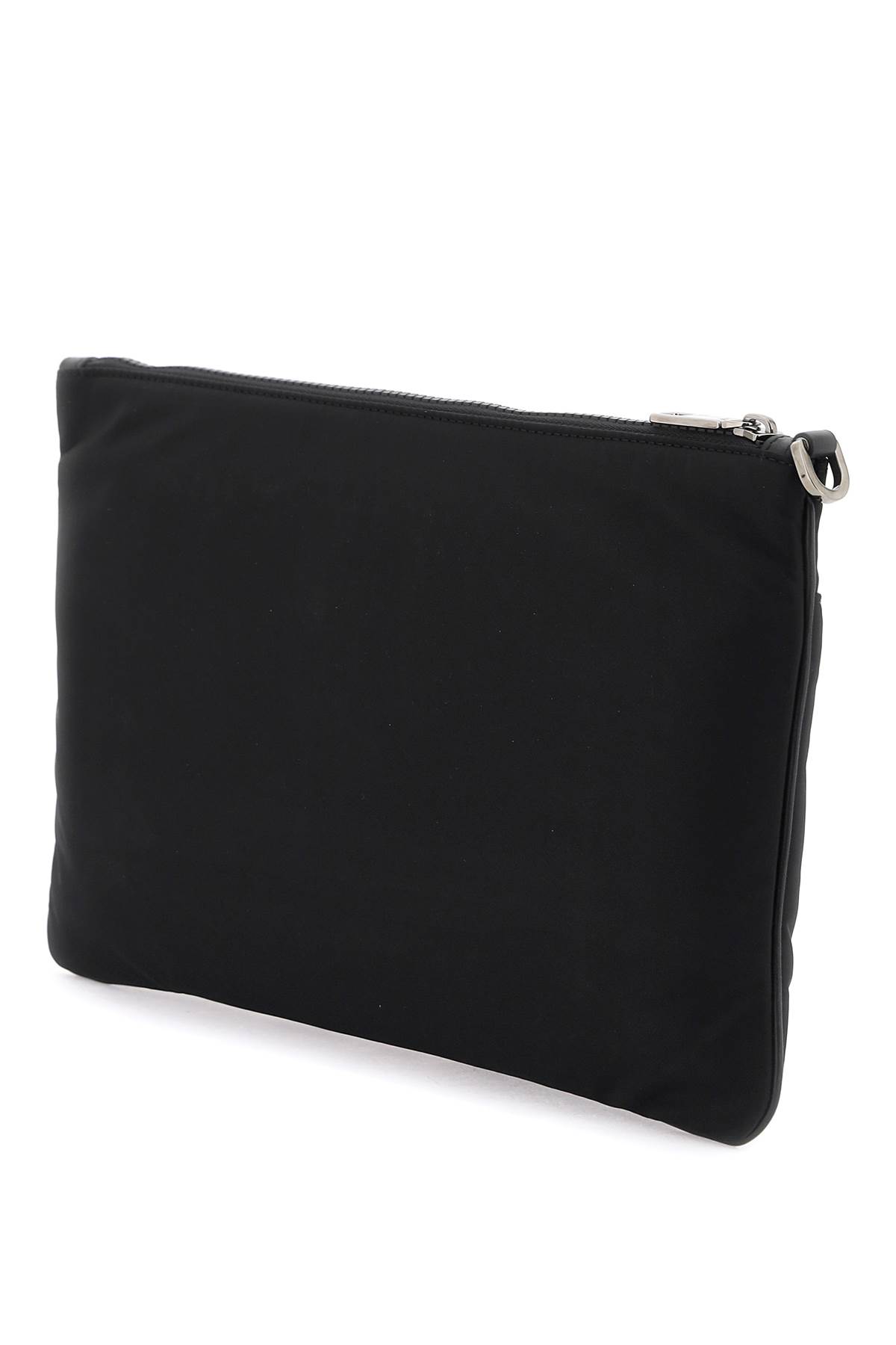 Shop Dolce & Gabbana Nylon Pouch With Rubberized Logo In Nero/nero