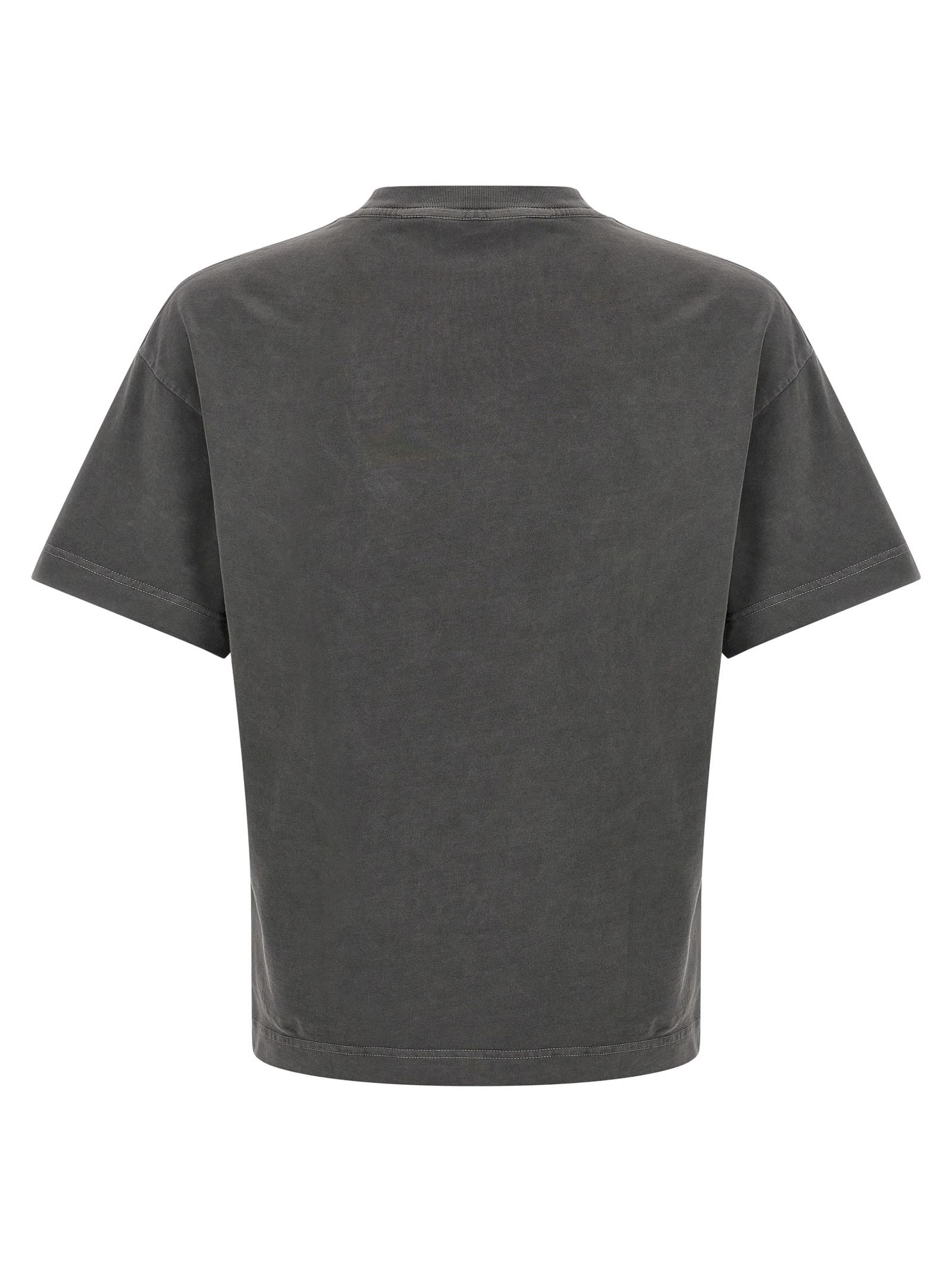 Palm Angels Grey Logo Print T-shirt In Gray