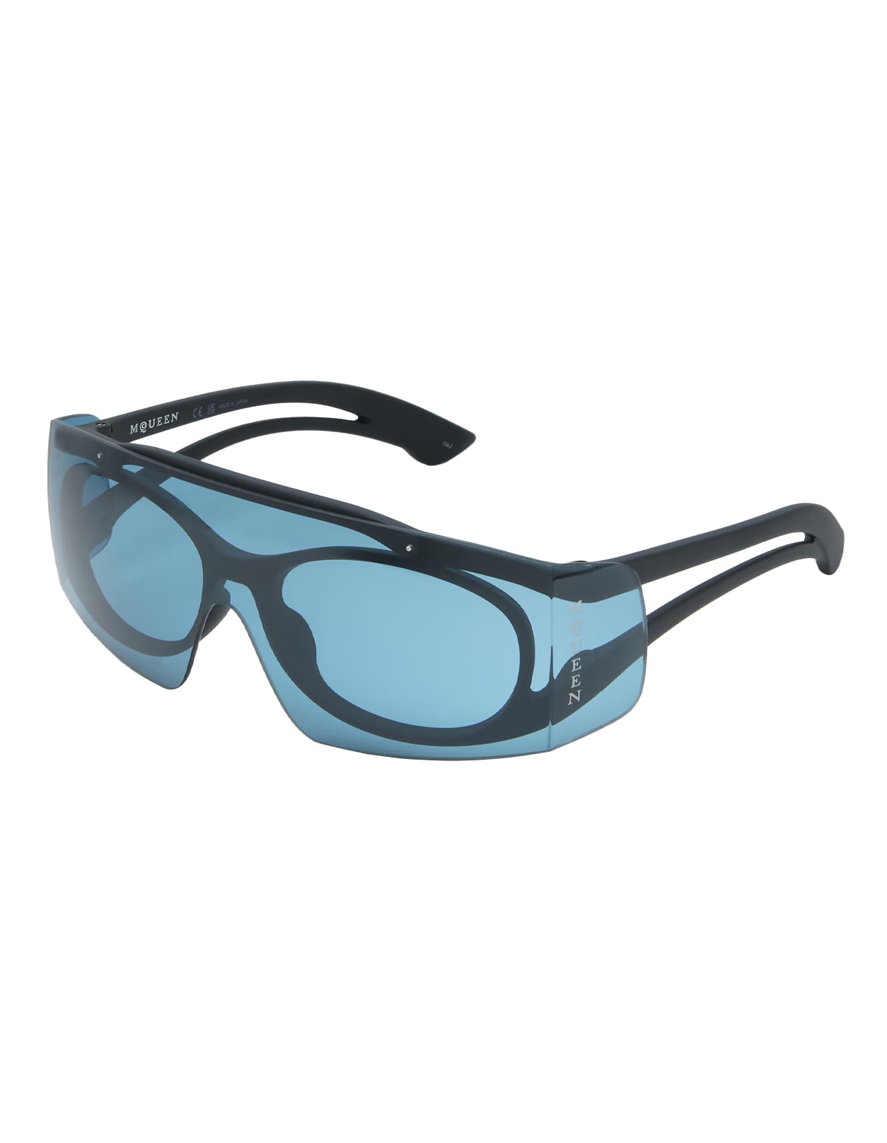 Shop Alexander Mcqueen Two-tone Sunglasses In Black/blue