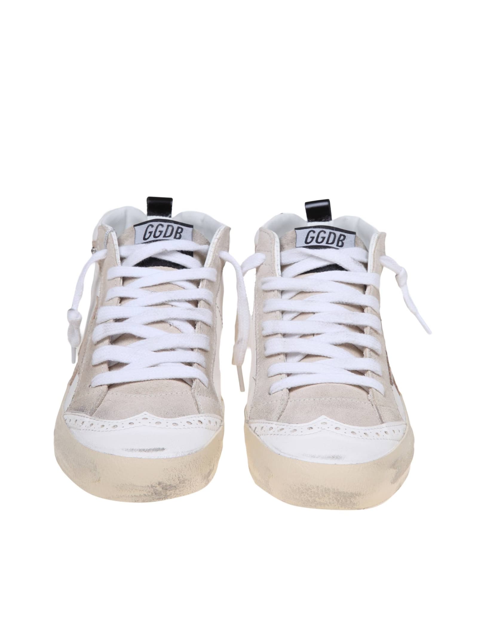 Shop Golden Goose Mid Star Sneakers In White Leather With Applied Crystals