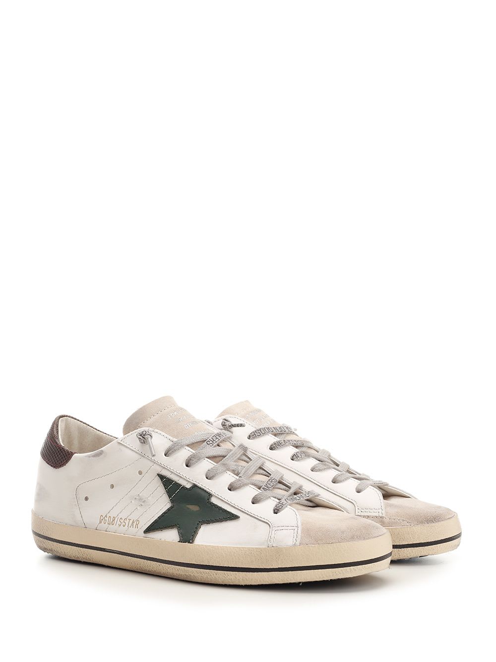 Shop Golden Goose Super Star Sneakers In White/seedpearl/green/brown