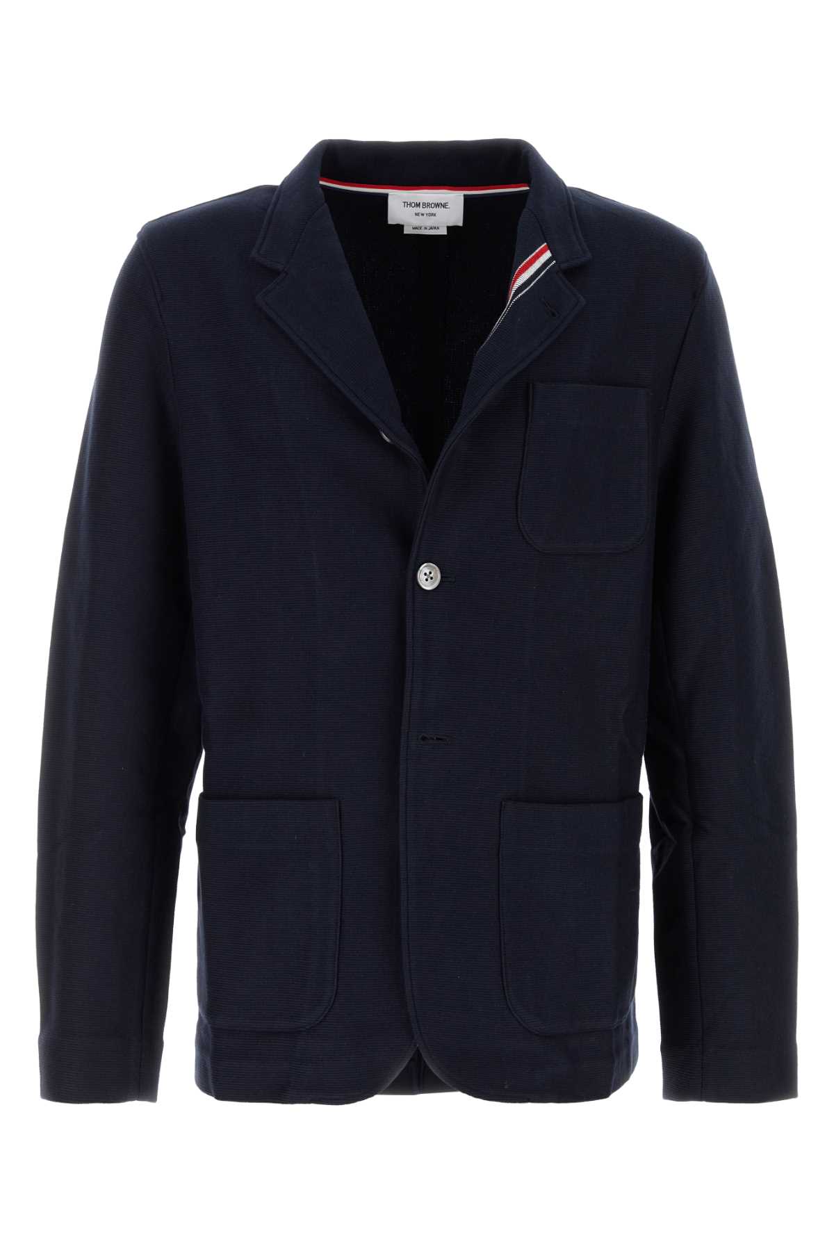 Shop Thom Browne Navy Blue Cotton Blazer