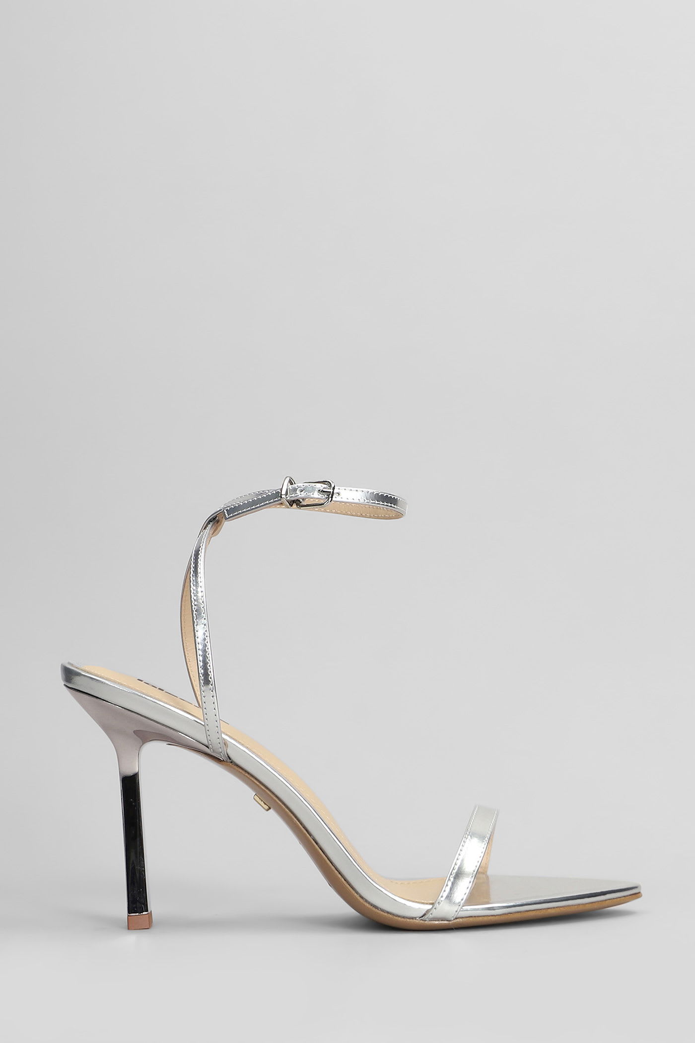 Summer Heel 95 Sandals In Silver Leather