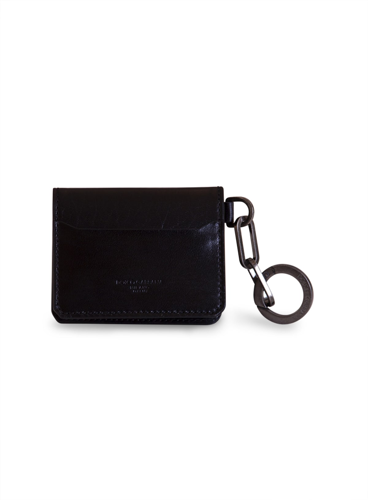 Dolce & Gabbana Horsehide Card Holder With Ring And Heat-stamped Logo