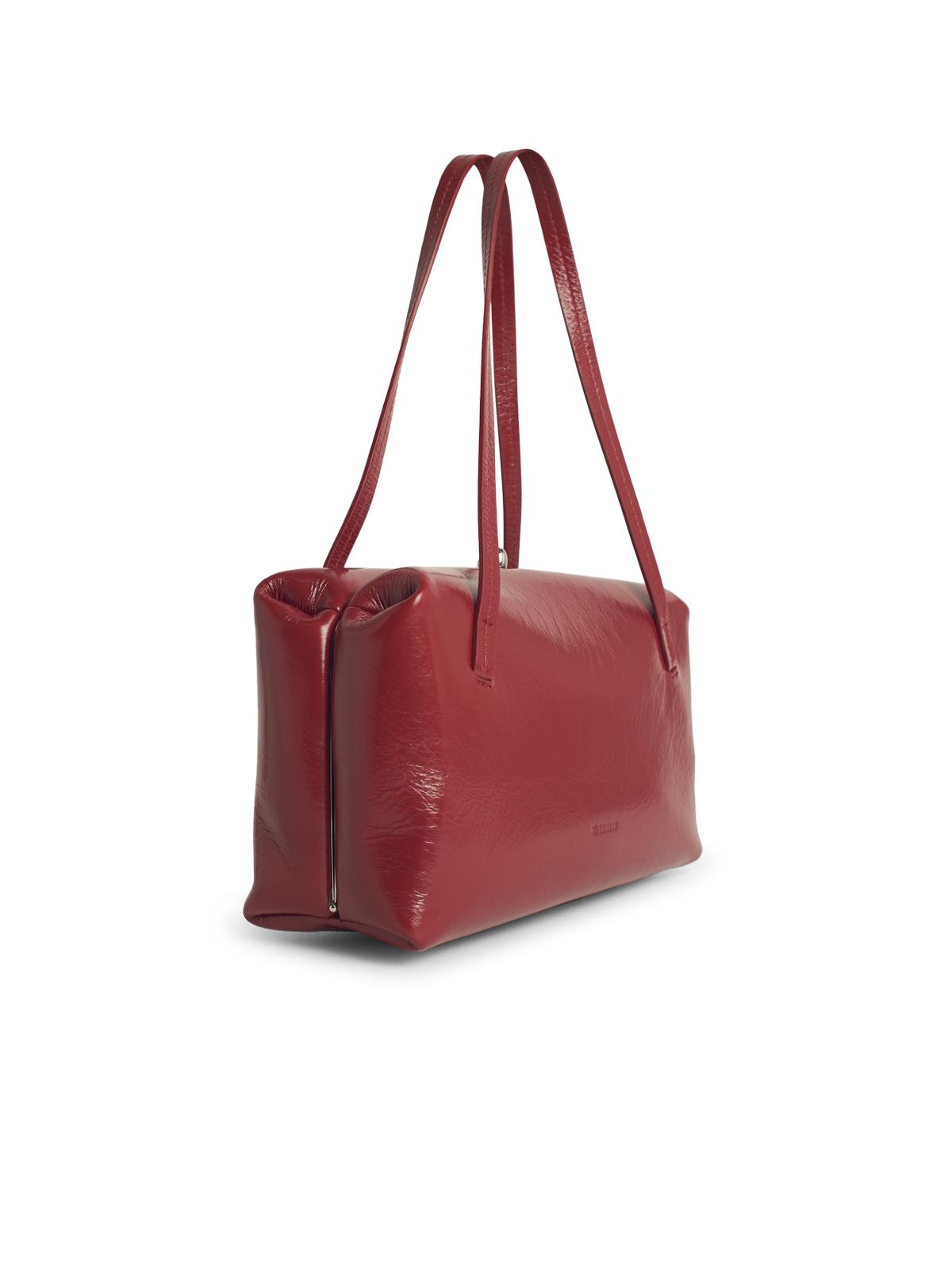 Jil Sander Small Leather Rectangular Top Handles Bag In Burgundy
