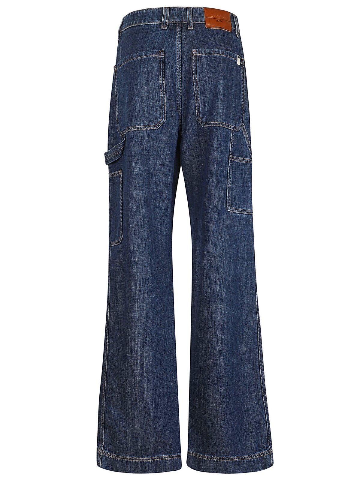 Shop Weekend Max Mara Logo Patch High Waist Jeans In Blu