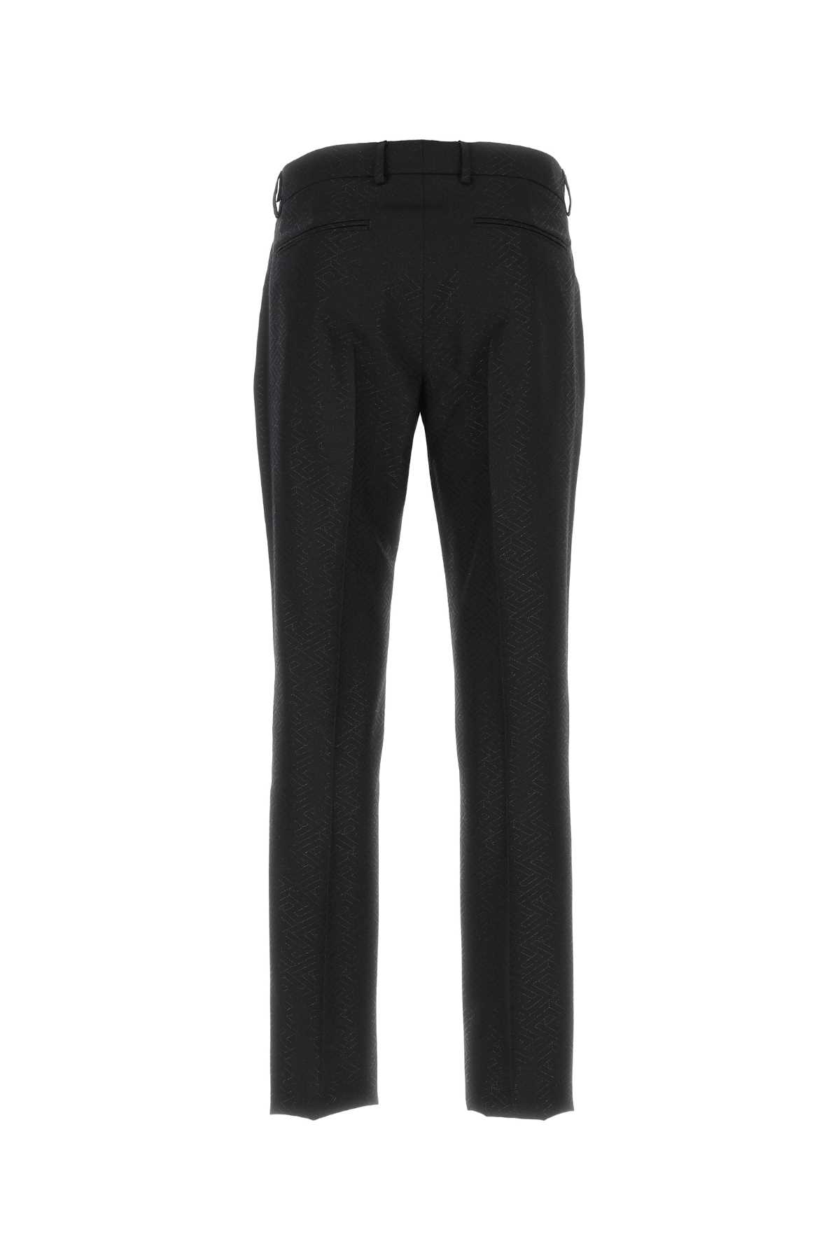 Shop Versace Black Wool Blend Pant In 1b000