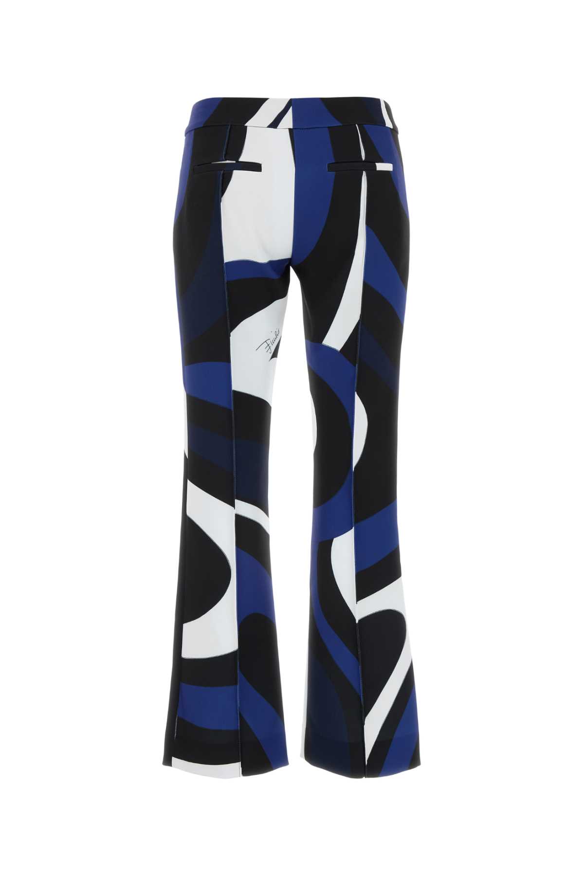 Shop Pucci Printed Stretch Polyester Pant In Navy