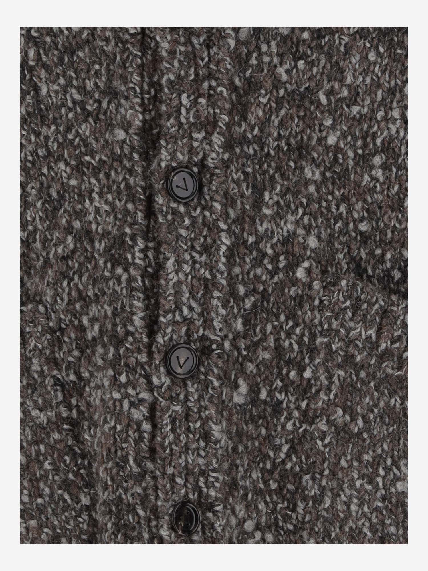 Bottega Veneta Alpaca Cardigan With Shawl Collar In Red