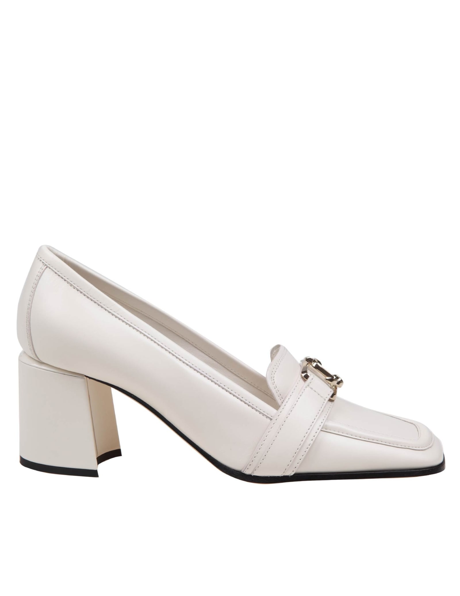 Shop Jimmy Choo Loafers With Heel In Milk Color Leather In Latte/gold