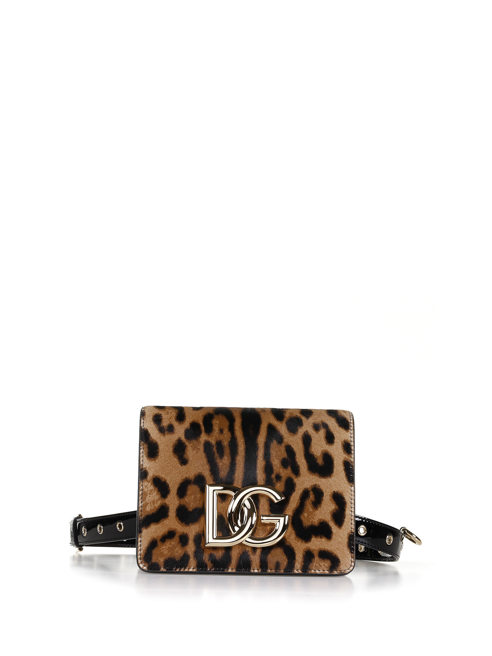 Dolce & Gabbana 3.5 Crossbody Bag In Leopard-print Pony Hair In Beige