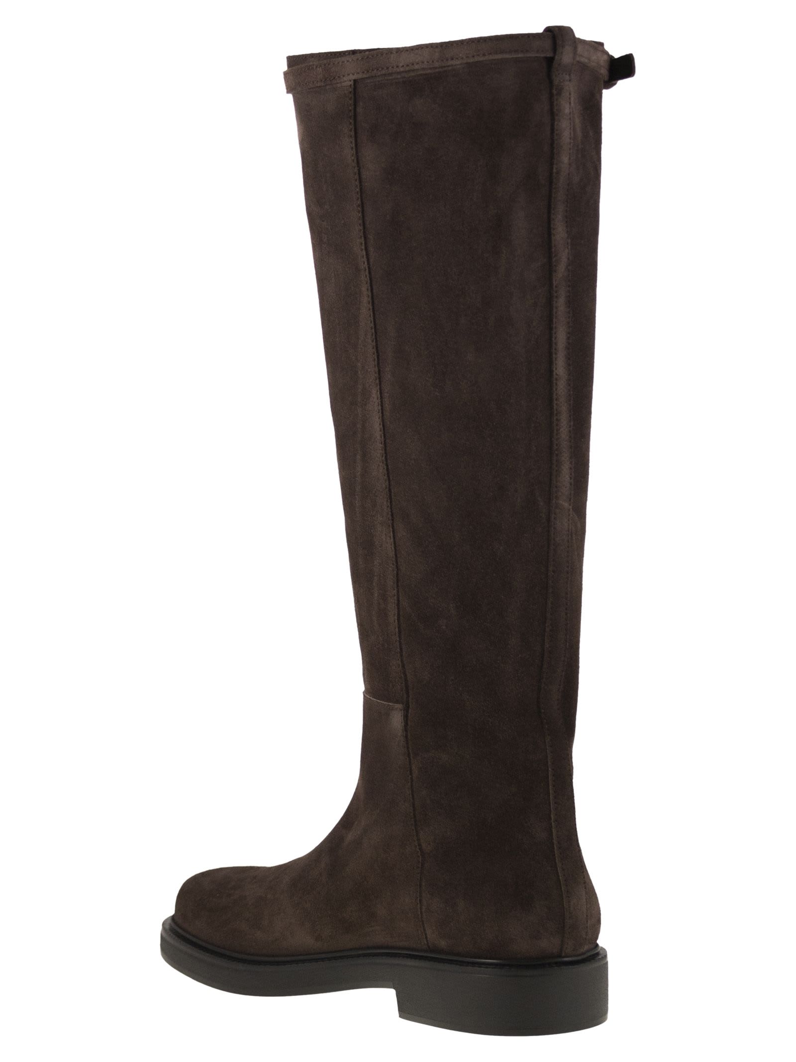 Tod's Suede Leather Boot In Brown