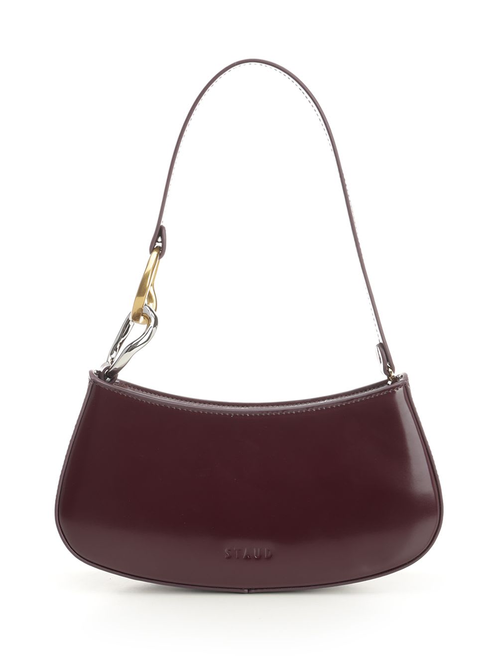 Staud Ollie Shoulder Bag With Curved Handle In Burgundy