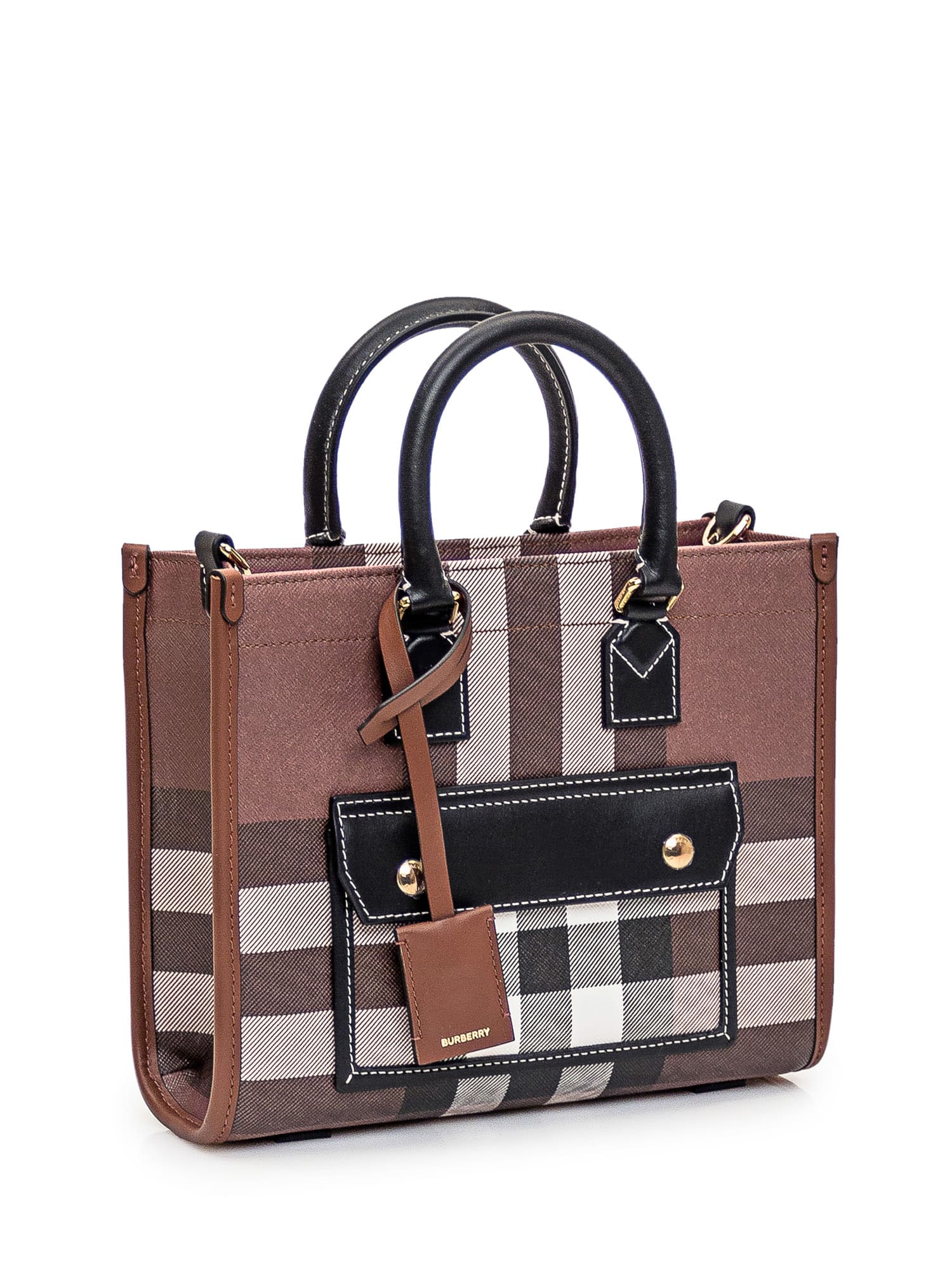 Shop Burberry Small Tote Bag In Dark Birch Brown