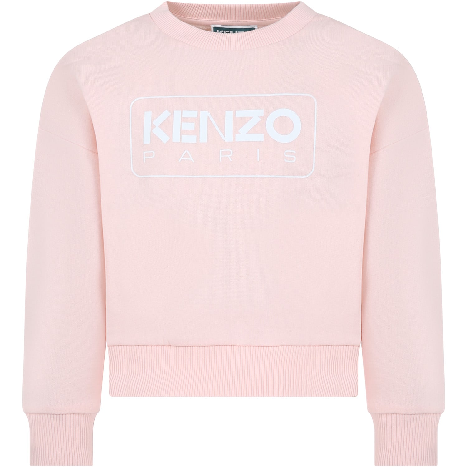 Kenzo Kids' Pink Sweatshirt For Girl With Logo