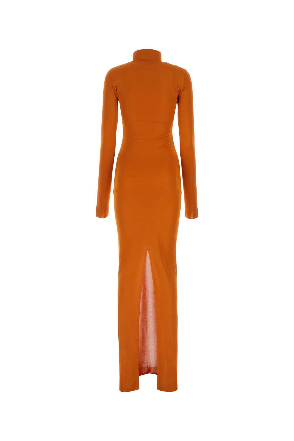 Shop Saint Laurent Copper Viscose Long Dress In Orange