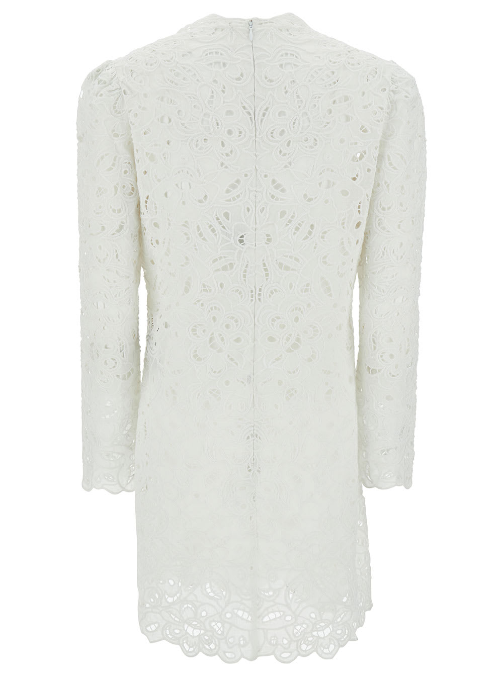 Shop Isabel Marant Daphne Mini White Dress With Flower Embroidery In Guipure Woman