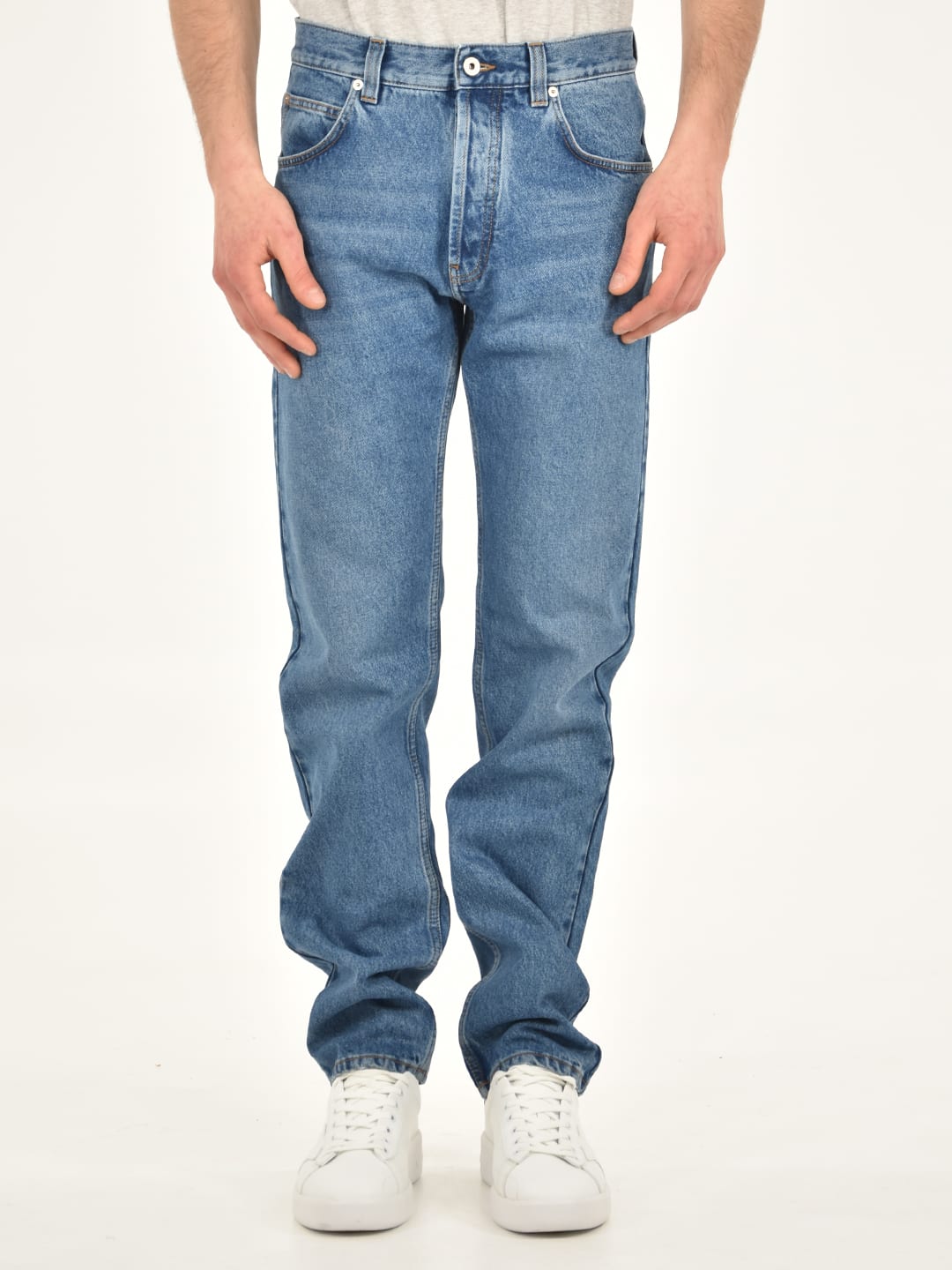 Loewe Anagram Denim Jeans In Light Blue