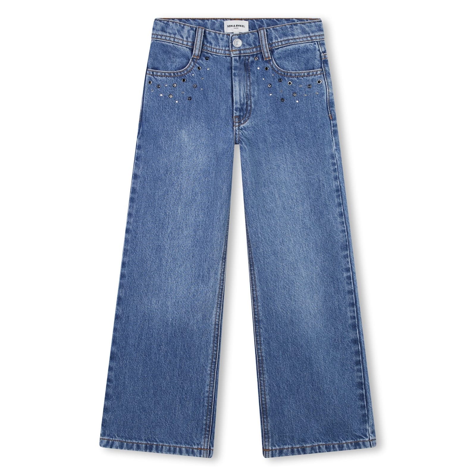 Sonia Rykiel Kids' Jeans Con Applicaizoni In Blue