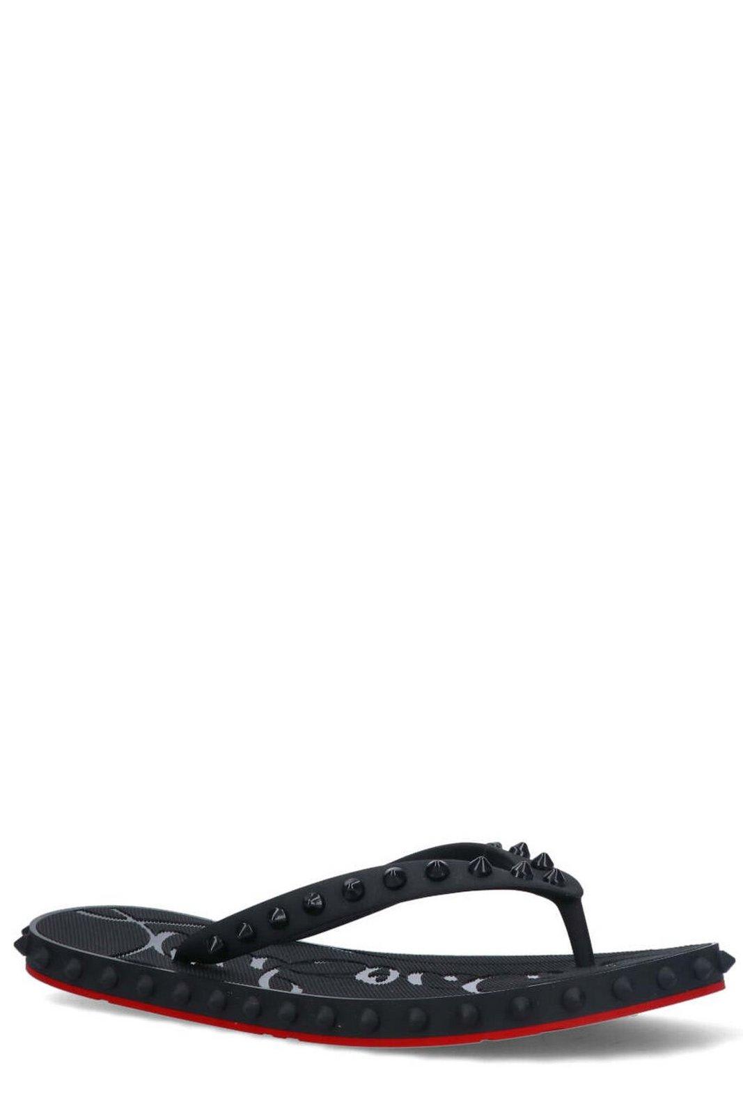 Shop Christian Louboutin Super Loubi Flip Sandals In Black
