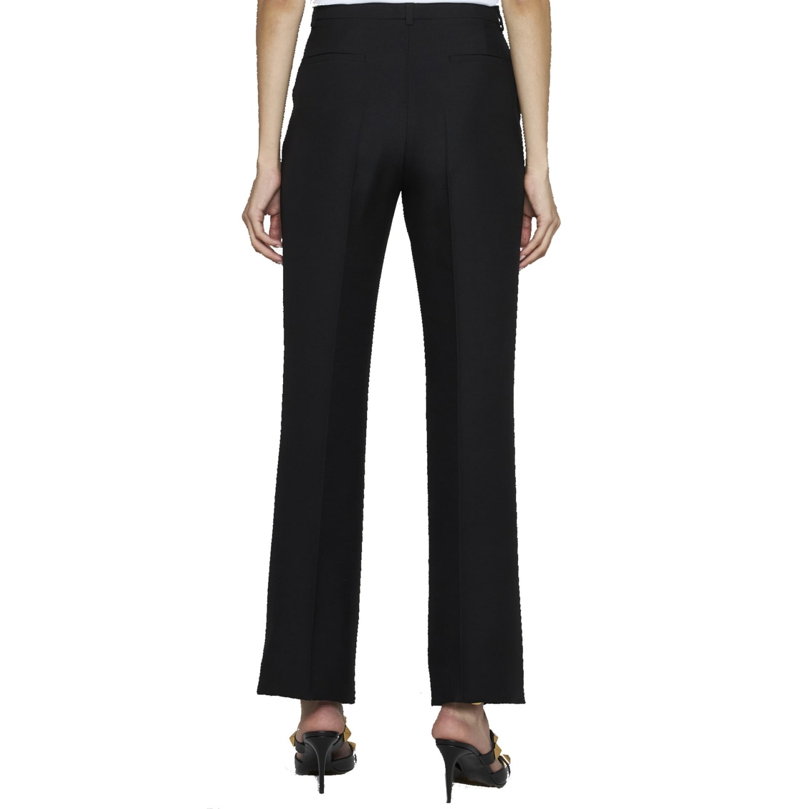 Shop Valentino Wool And Silk Trousers In Black