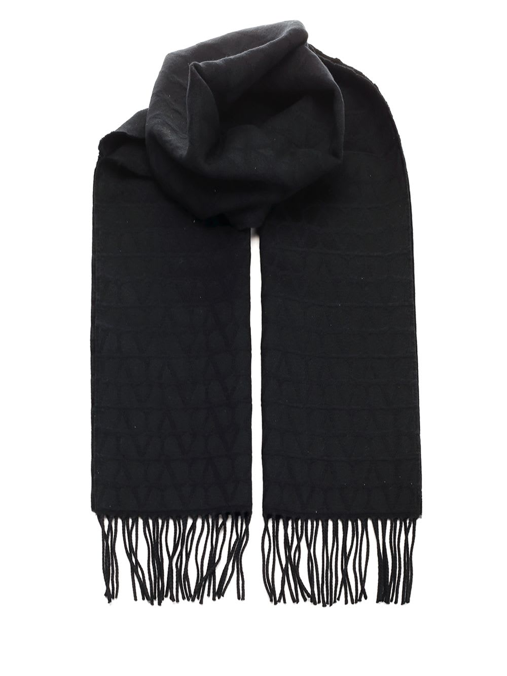 Shop Valentino Toile Iconographe Wool Scarf In Black