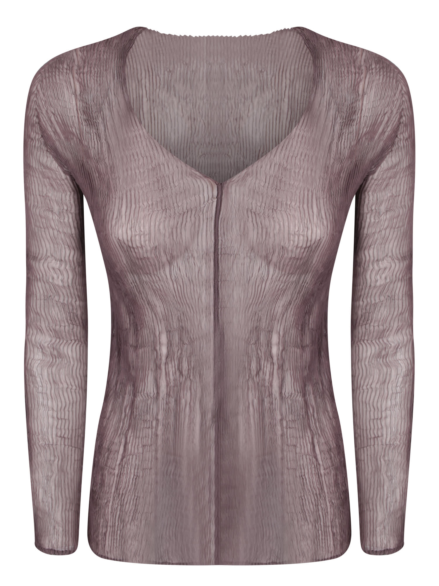 Issey Miyake Brown Twist Chiffon Top