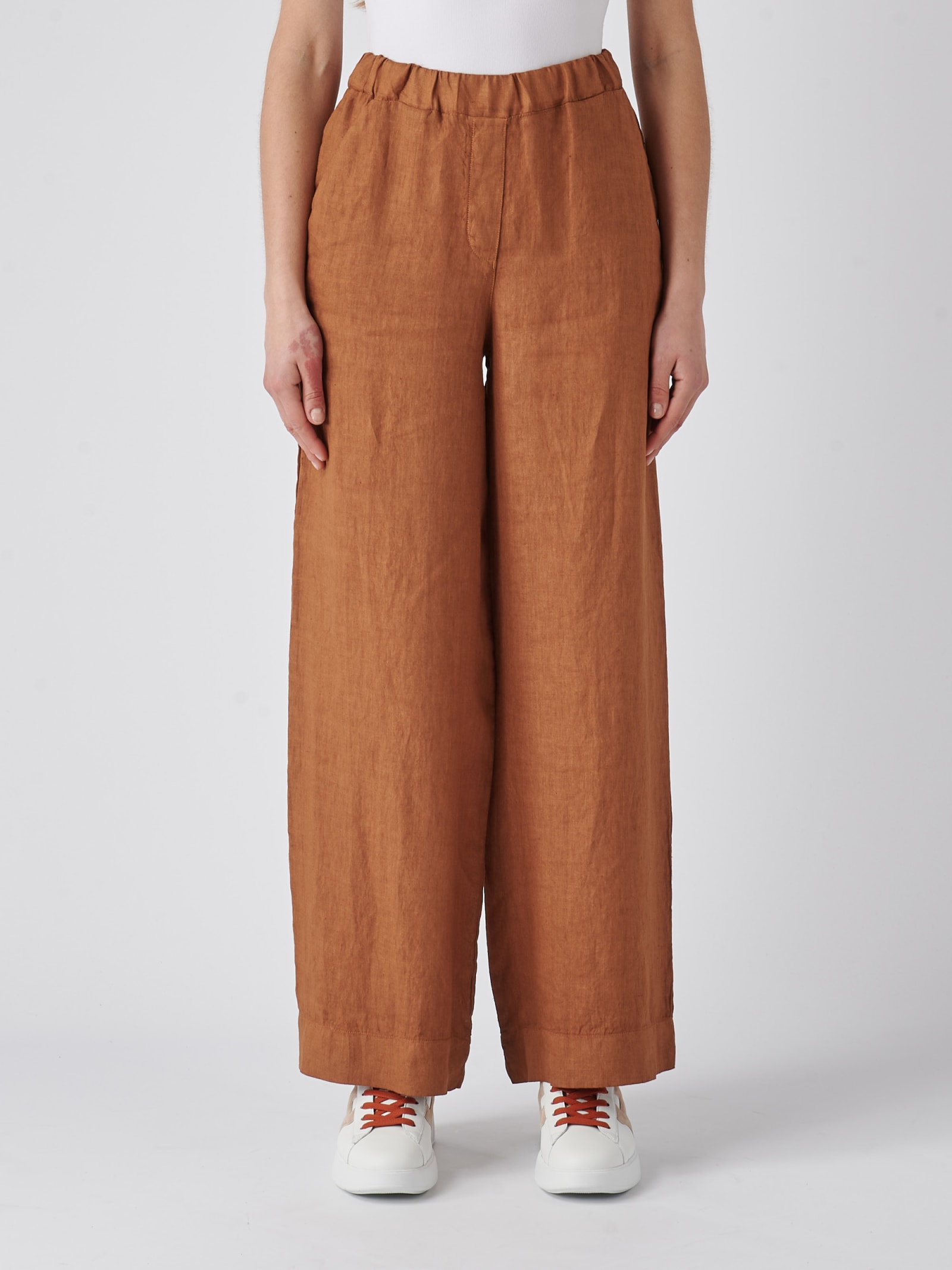 Gran Sasso Linen Trousers In Tabacco