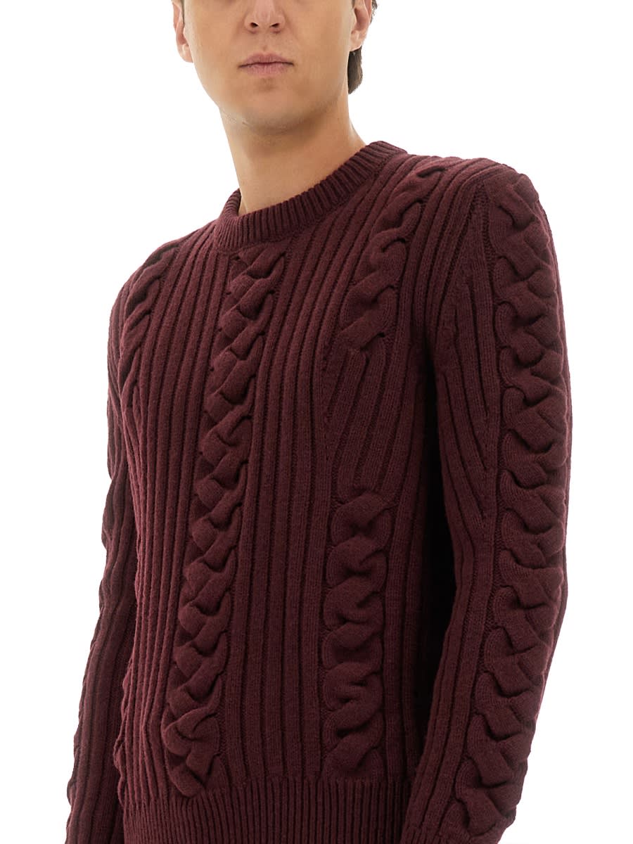 Alexander Mcqueen Wool Sweater In Burgundy