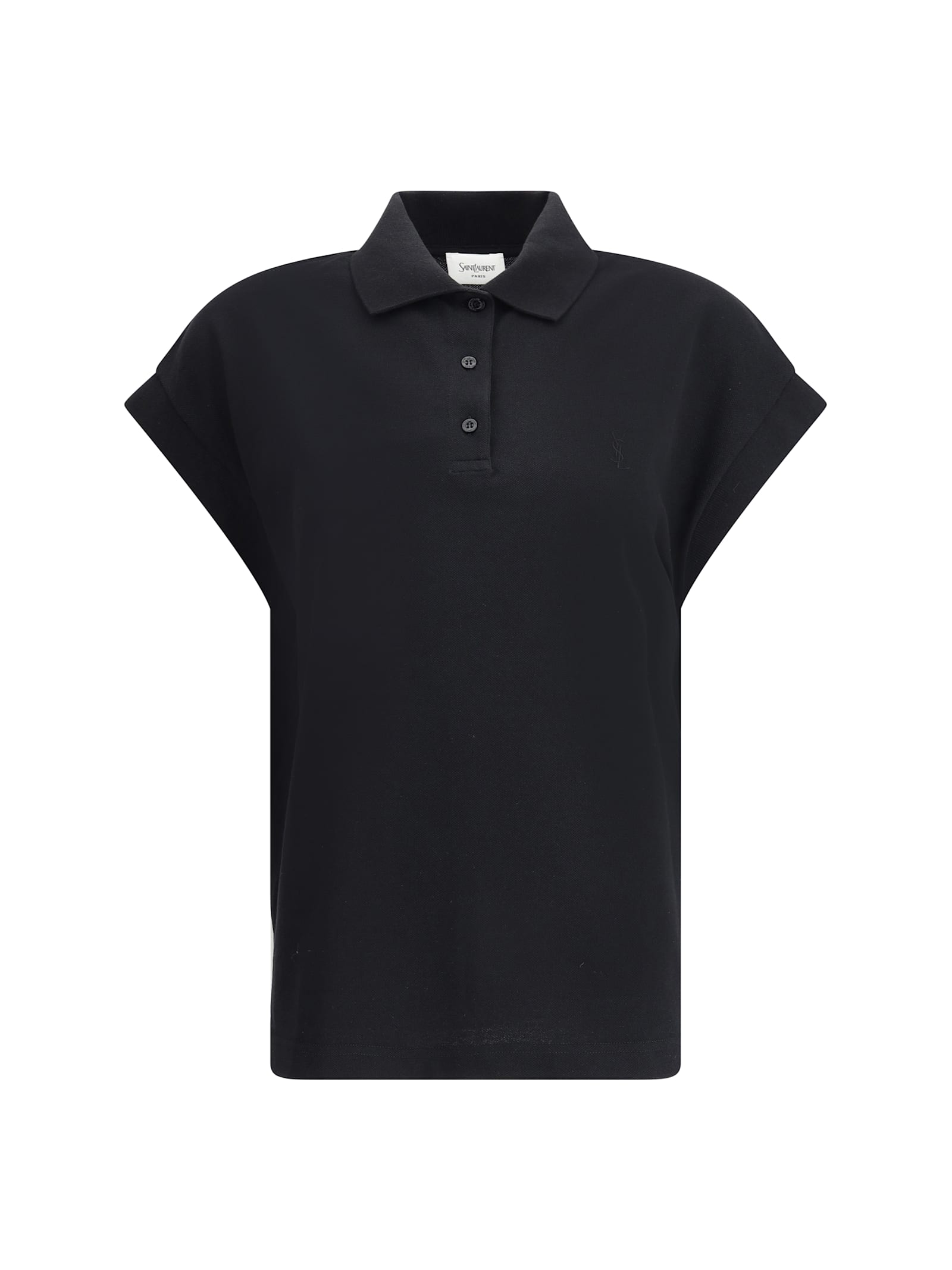 Saint Laurent Cotton Blend Polo Shirt With Logo In Black