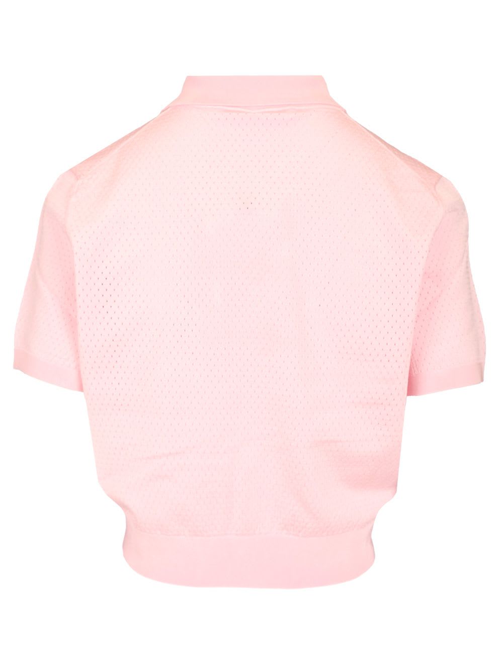 Alexander Wang Omens Short-sleeve Mesh-knit Polo T-shirt Light Pink Xs In Pink