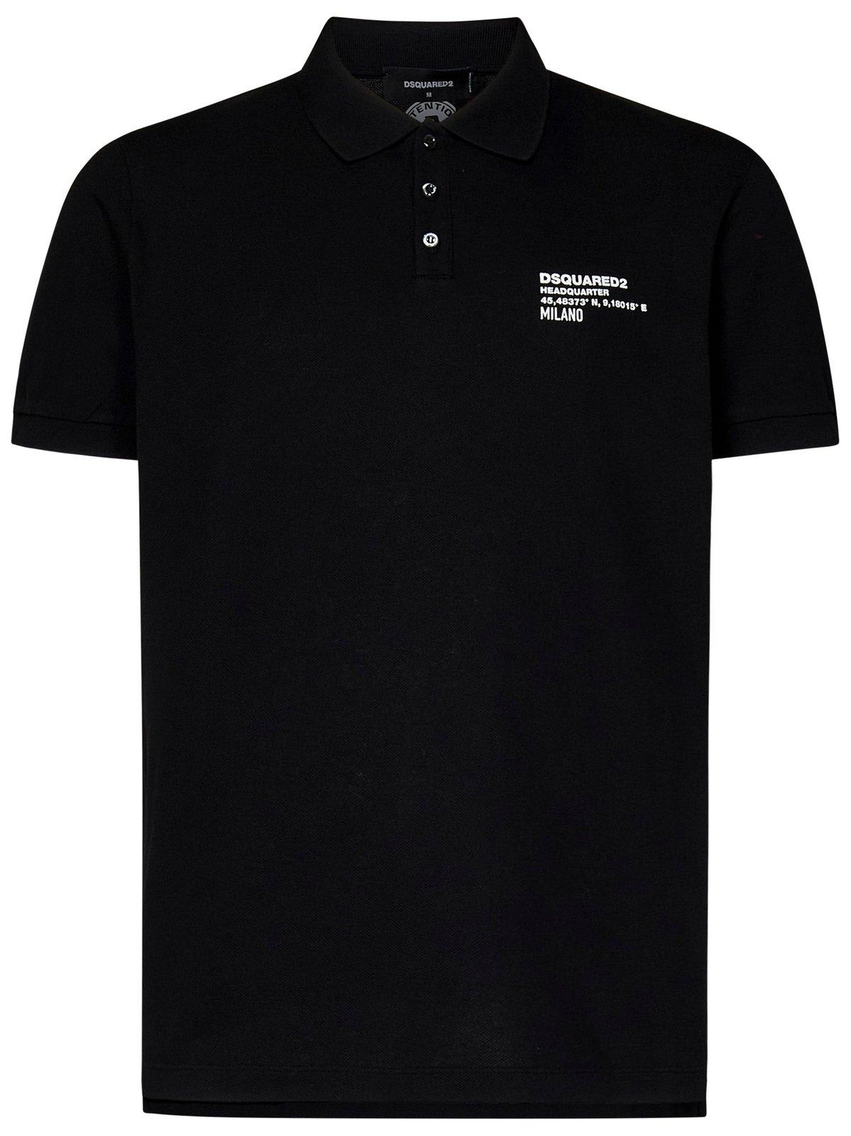 Shop Dsquared2 Logo Printed Tennis Fit Polo Shirt In Black